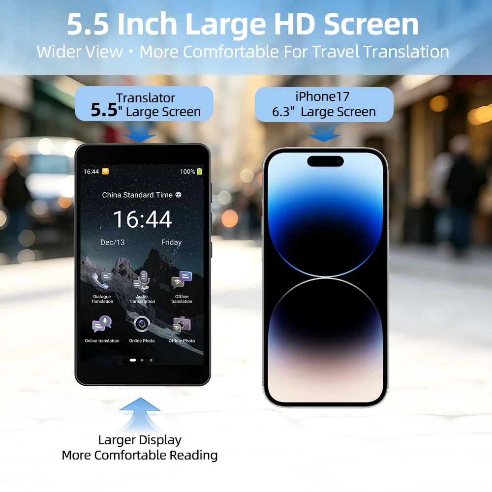 T22PRO 스마트 언어 번역기 19개 오프라인 번역 기능 5.5인치 HD 디스플레이 8코어 프로세서 1GB+16GB 여행 및 비즈니스용