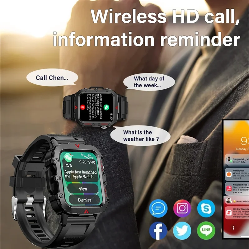 2025 스포츠 스마트 시계 1.71 "남성 여성을위한 건강 Smartwatch 혈액 산소 BT 말하는 시계 Iphone 16 Xiaomi Huawei Sony