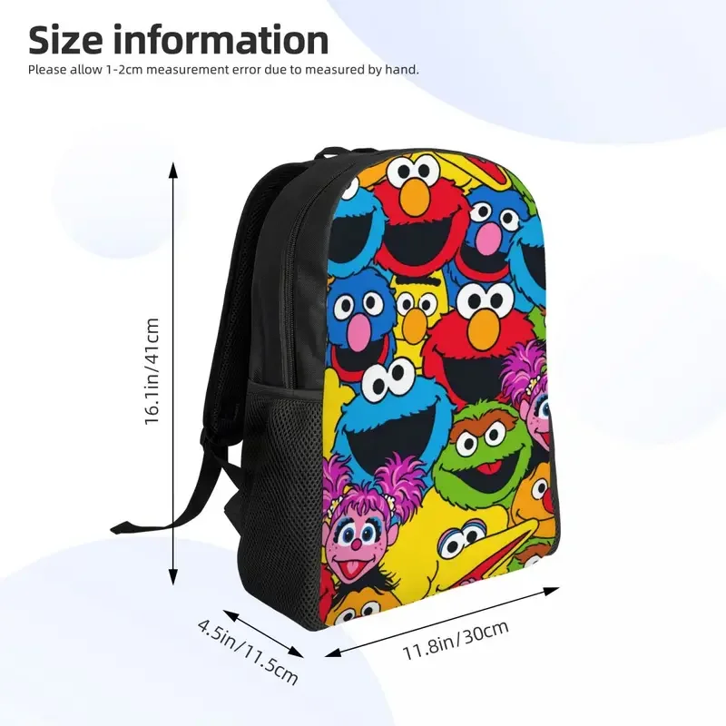 Sac à dos personnalisé Sesames Street Cookie Monster pour hommes et femmes, cartable à la mode pour l'école, le collège, Happy Elmo Bags