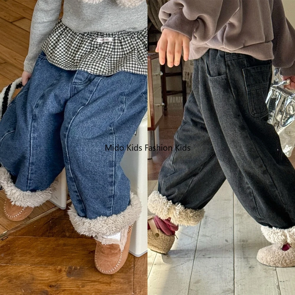 high-end-girls'-winter-new-arrivals-ostrich-feather-set-french-style-woolen-coat-big-kids-2pcs-outfit-for-80-130cm