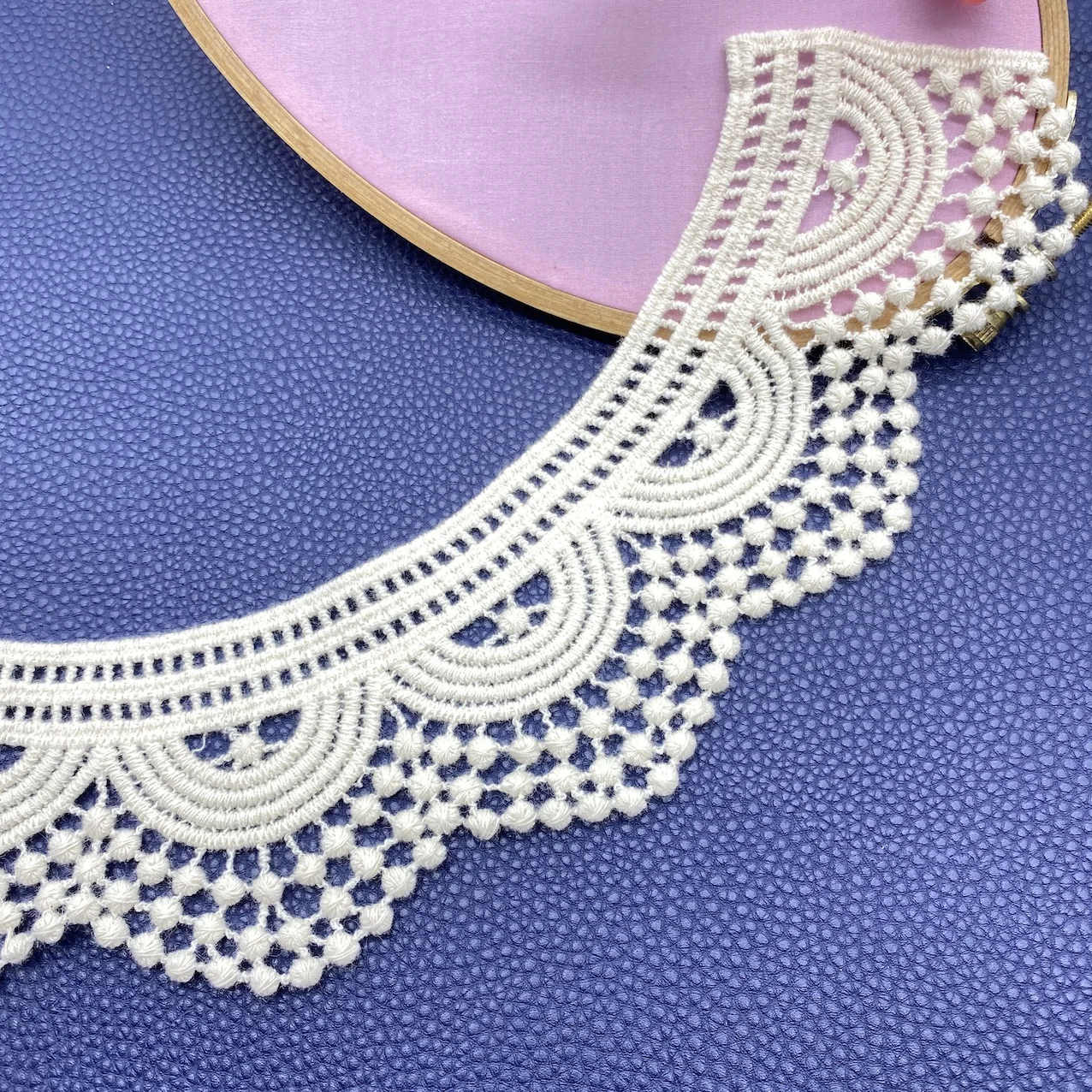 Aplikacje z bawełnianej koronki w stylu weneckim, kwiatowy haftowany kołnierzyk, 1 szt.