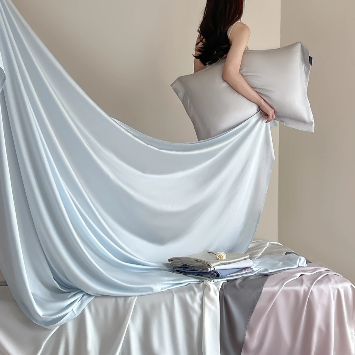 1PC Mulberry Silk Bed Flat Sheet for Twin Full Double King Queen Size Flat Bedsheet Ultra Soft Smooth Home Bed Linen Bedsheet