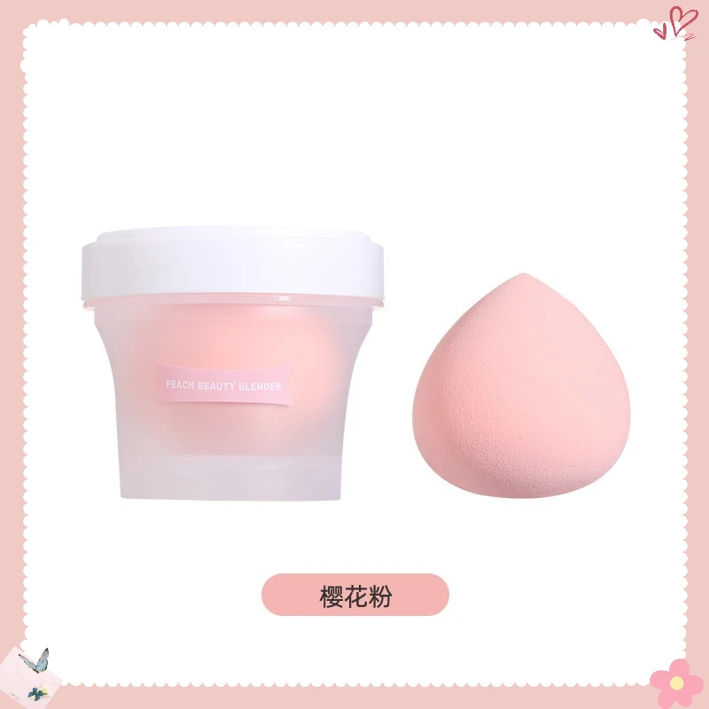 **@Esponja de maquillaje de melocotón, licuadora de belleza sin látex, juego de esponjas de frutas, agua expandible, sin absorción de polvo en caja