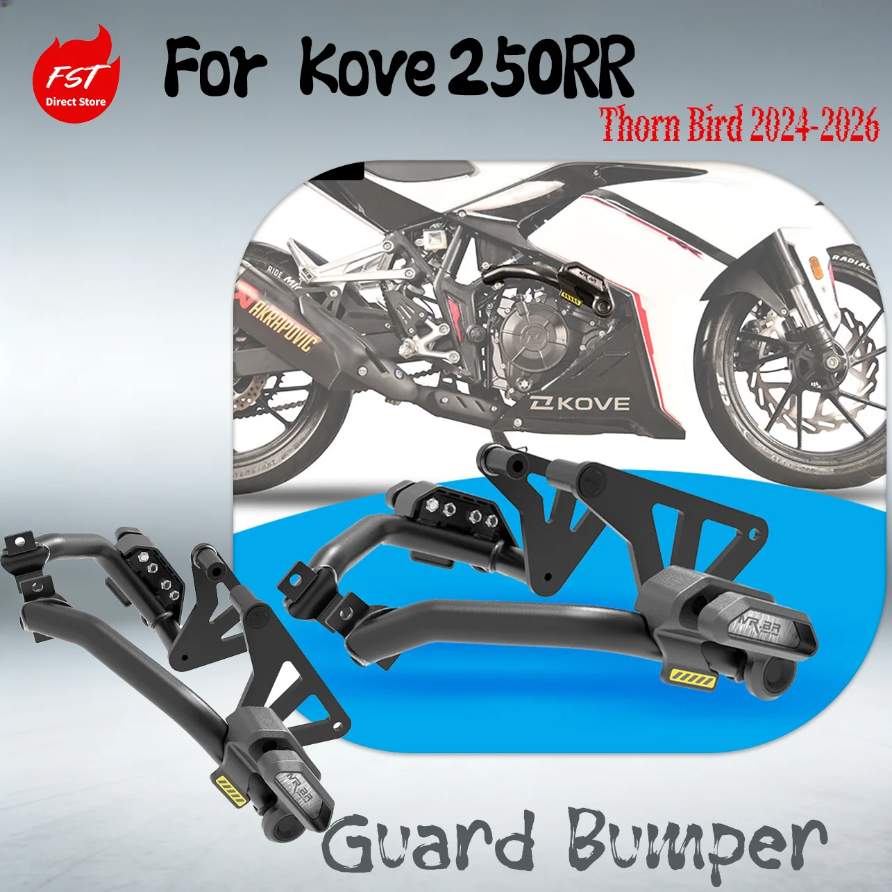 

For Kove 250RR Thorn Bird 2024-2026 Highway Crash Bars Dual Spring Absorption Anti-Fall Bumper Racing Protection Accessories