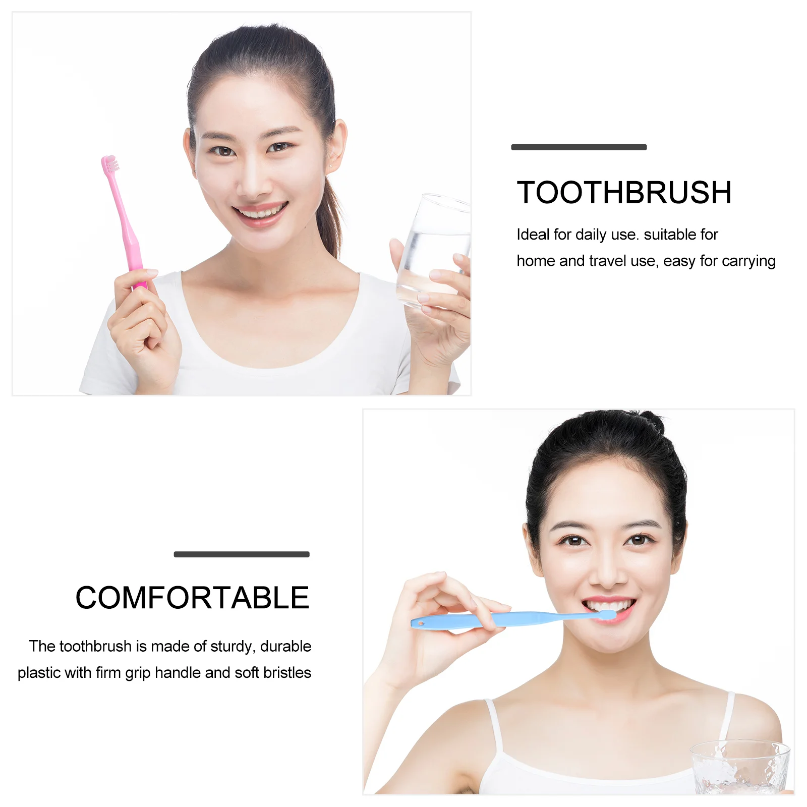 2 Pcs Toothbrush Hard Reach Bristle Interdental Teeth Care Tool Tufted Gum-protecting Compact Plastic Single