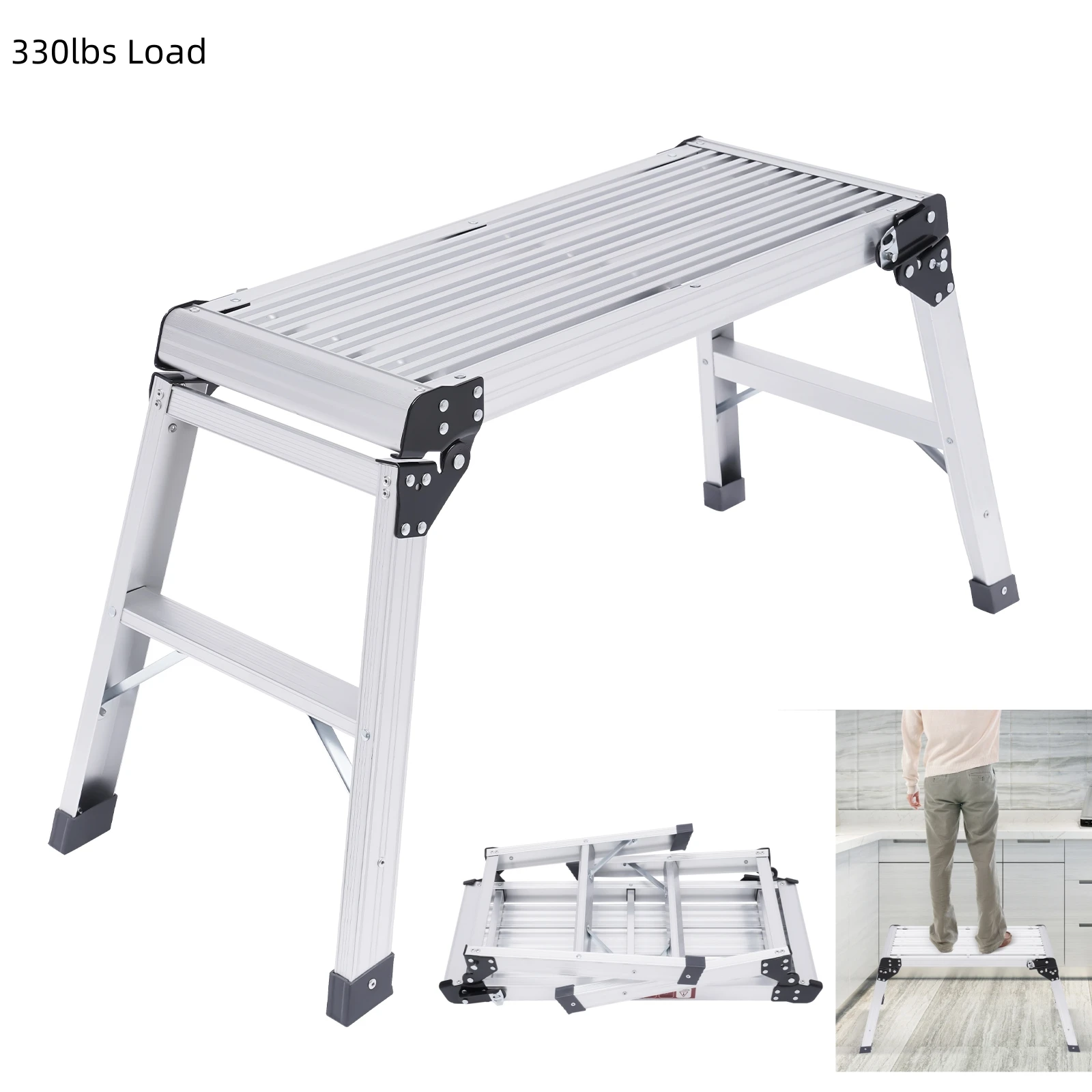 منصة العمل سلم متدرج منصة قابلة للطي الثقيلة سعة 330 رطل منضدة عمل قوية محمولة للعمل في الأماكن المغلقة والخارجية #1