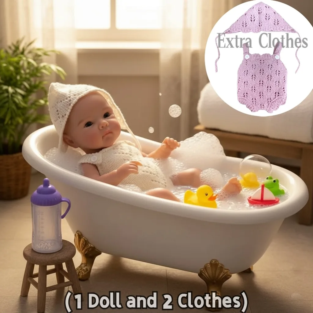 

(1 Bettie and 2 Clothes ) 13 Inch Soft Silicone Bettie Reborn Baby Girl Doll Handmade Lifelike Soft Touch Newborn Baby