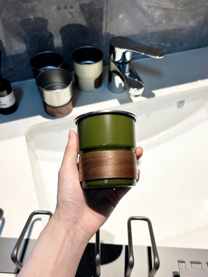 Vintage Style 304 Stainless Steel Mouthwash Cup, Couple Tooth Mug for Bathroom & Dorm