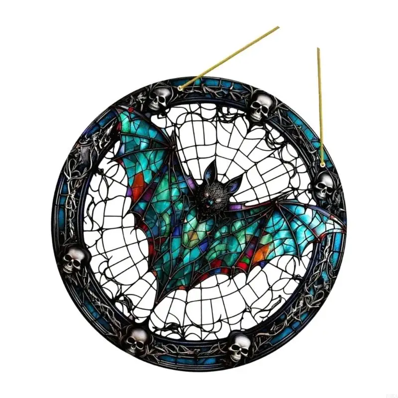 Halloween Bat Stained Glass Suncatchers Window Hangings Colorful Glass Panel Wall Art Decors Housewarmings Gift