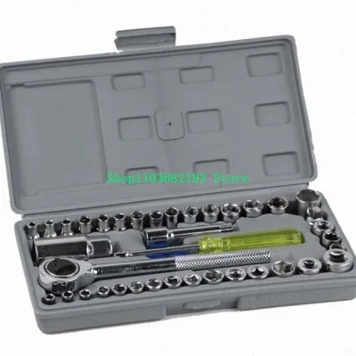 40-Piece Socket Wrench Vehicle Maintenance and Repair Tool Kits Auto Repair Tools Hexagon Socket Combination Suit Toolbox Sets