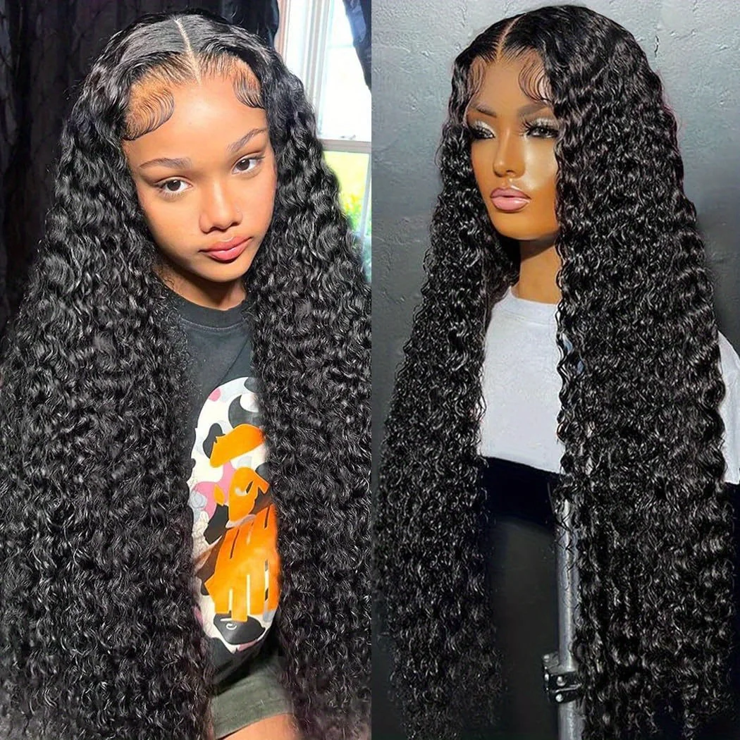 

Deep Wave Lace Front Wigs Human Hair Pre Plucked 5*5 HD Transparent Lace Frontal Wigs Human Hair 180% Density Natural Colour