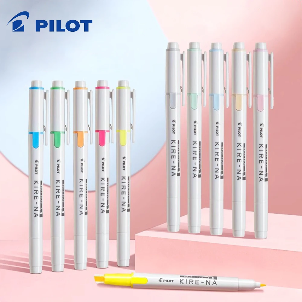 Пилотный маркер KIRE-NA, двухдорожечный флуоресцентный двусторонний маркер с мягким наконечником, быстросохнущий студенческий акцентный маркер