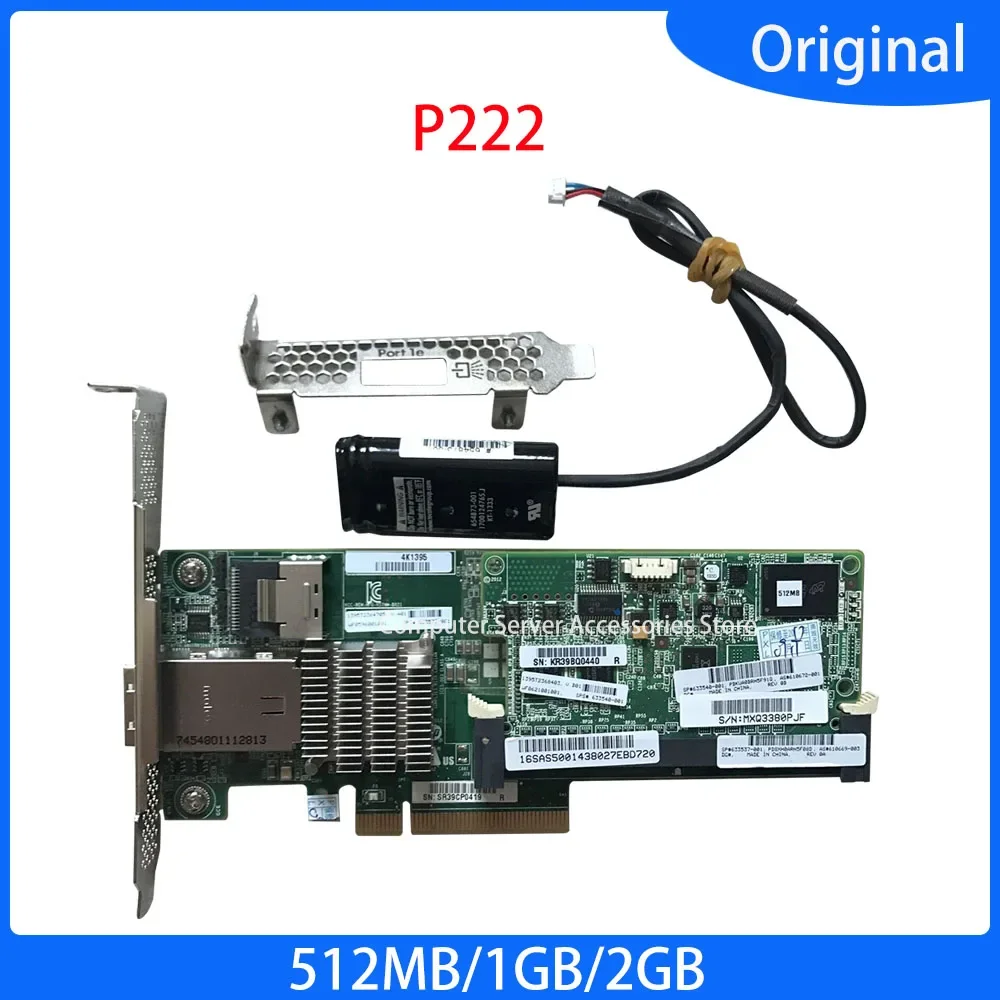 Original 633537-001 Server 512M 1G 2G FBWC Cache Module+Battery Smart Array P222 512MB 1GB 2GB PCI-E SAS RAID Controller Card