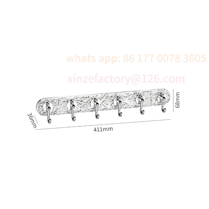 

Customizable Bathroom Hook Wall Mounted Non Perforated Strong Kitchen Seamless Adhesive Hook Water Ripple J-Shaped Row Hook