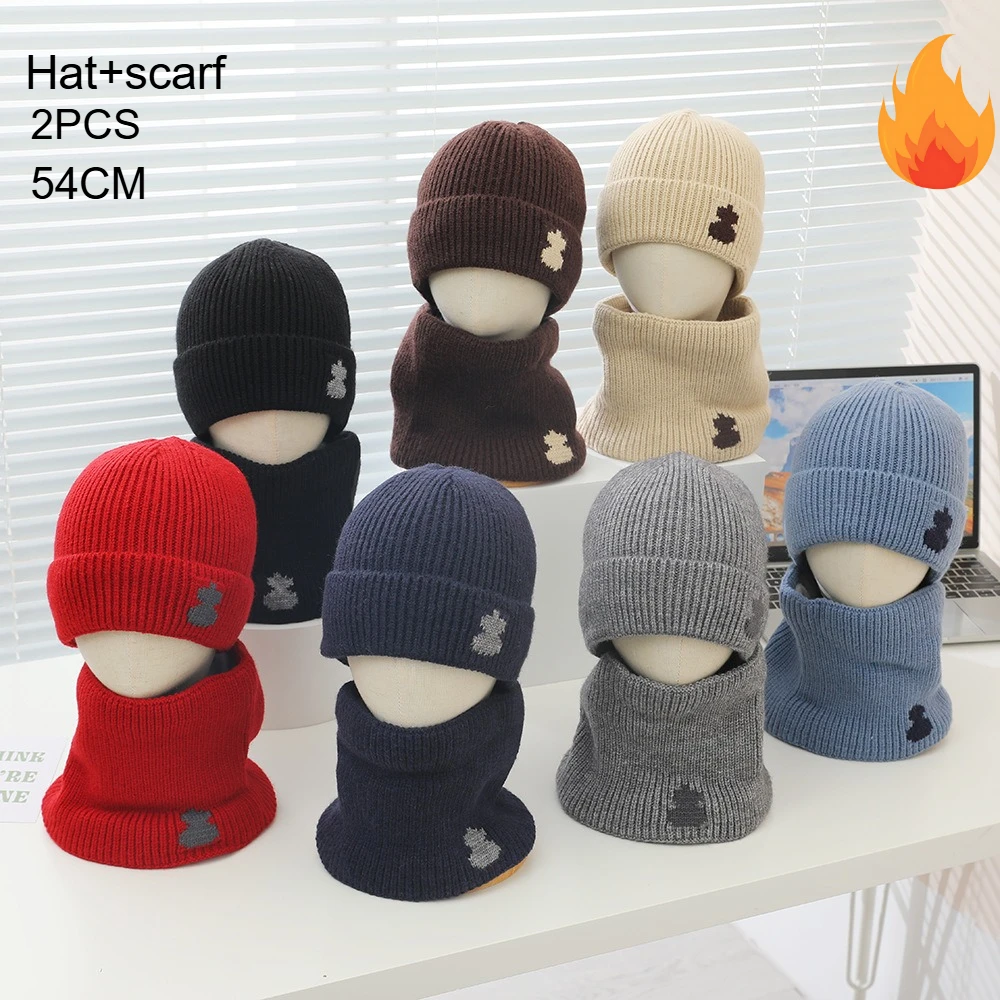 

Детская вязаная зимняя шапка-бини + шарф для девочек, теплая ветрозащитная Балаклава, теплый шарф, маска для мальчиков, детская морозостойкая шапка