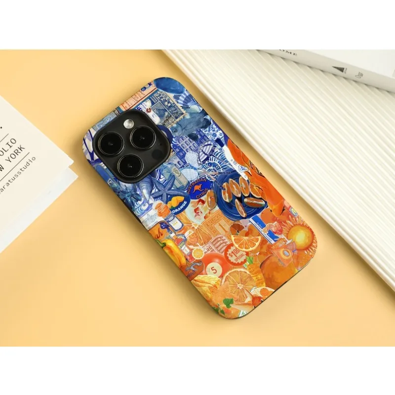 حافظة هاتف مغناطيسية لهاتف آيفون 17 16 15 14 13 12 11 16e Air PRO Plus غطاء مقاوم للصدمات من الأكريليك الصلب باللونين الأزرق والبرتقالي #2