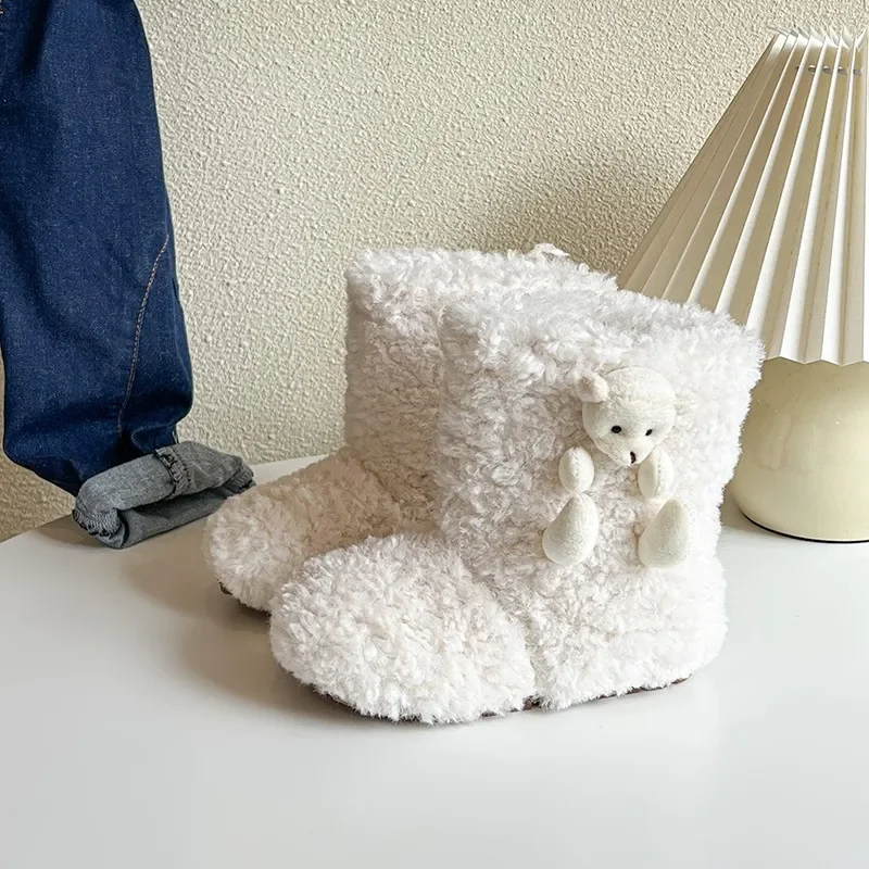 여아용 면 부츠 2025 겨울 신상 한국 스타일 부드러운 밑창 미끄럼 방지 다용도 보온 아기 부츠