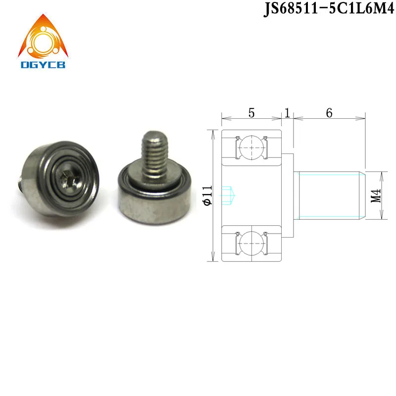 

1pcs 11xW5xM4 External Thread Bearing Wheel JS68511-5C1L6M4 OD 11mm Stainless Screw External Thread Guide Pulley Roller