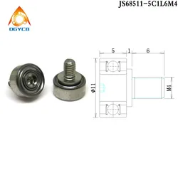 1pcs 11xW5xM4 External Thread Bearing Wheel JS68511-5C1L6M4 OD 11mm Stainless Screw External Thread Guide Pulley Roller