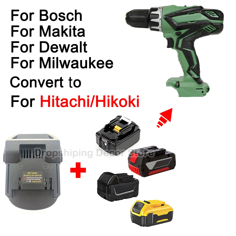 Conversor Adaptador de Bateria para Makita Dewalt Milwaukee Bosch Bateria Li-ion 18v para Hitachi Hikoki 18v Batttery Power Tools