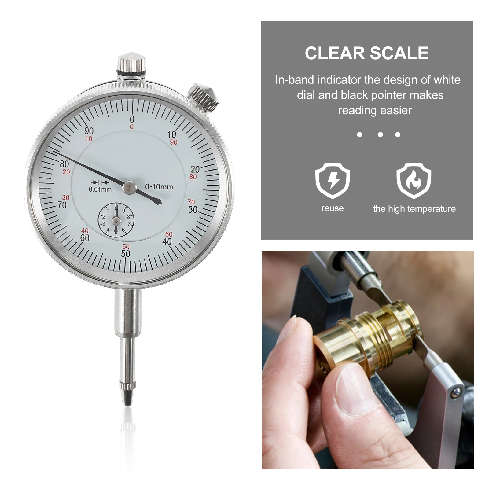

Dial Indicator Precision Gauge 0-10mm High Resolution 0.01mm Wear Resistant Probe Clear Scale Mechanical Processes Laboratory