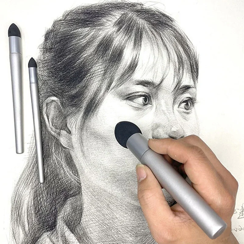 Pluma de mezcla de artista, cepillo de esponja para frotamiento de bocetos lavable, licuadoras de arte de dibujo reutilizables, corrección de aclaramiento y resaltado, 3 uds.