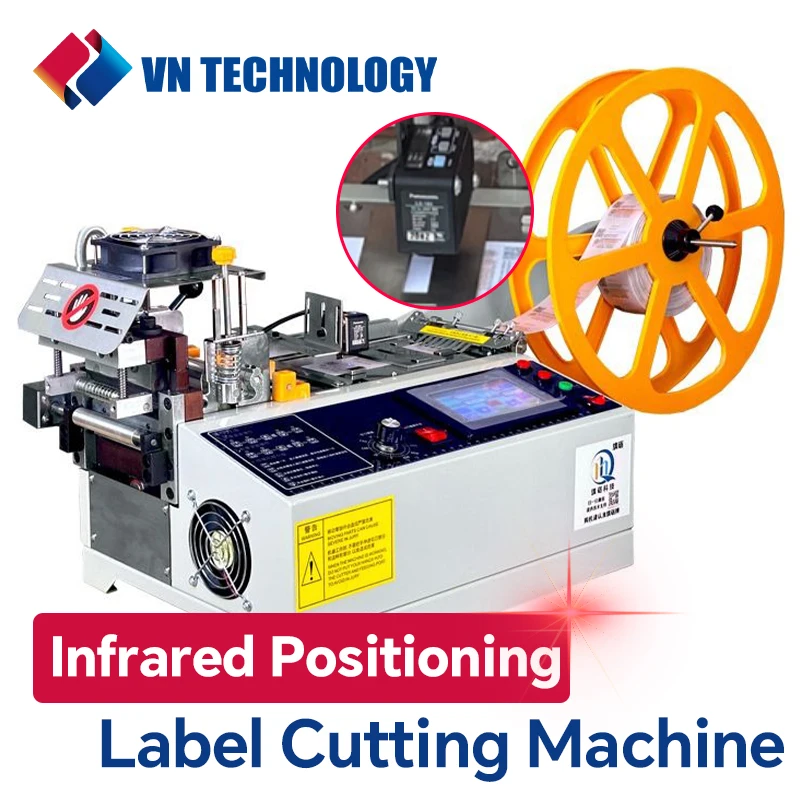 

Automatic Hot Cutting Machine with Laser Positioning, Assisted Feeding, V99 Pro Cutting Machine for Label,Ribbon,Webbing, Letter