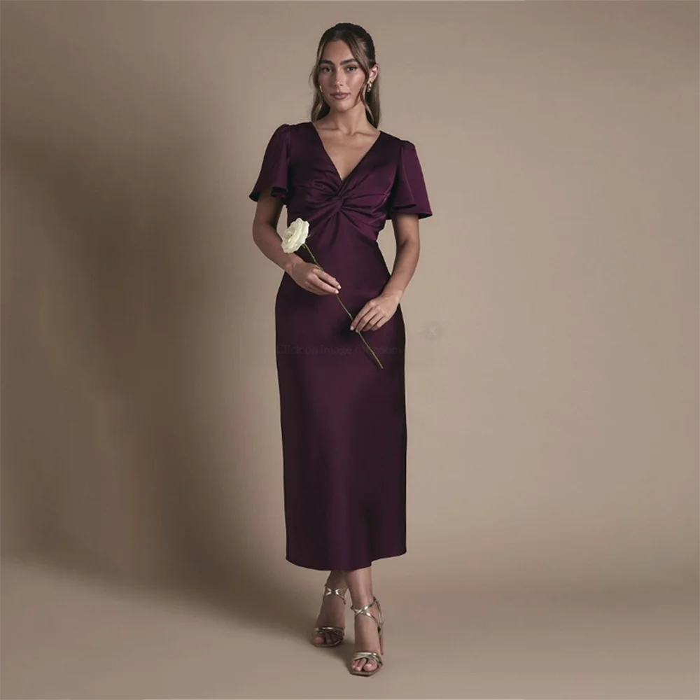 

Evening Dresses Women's Formal Evening Gowns Pleat V-Neck Ruffled Formal Celebraty Dress For Women Exquisite 2026 Cocktail Dress