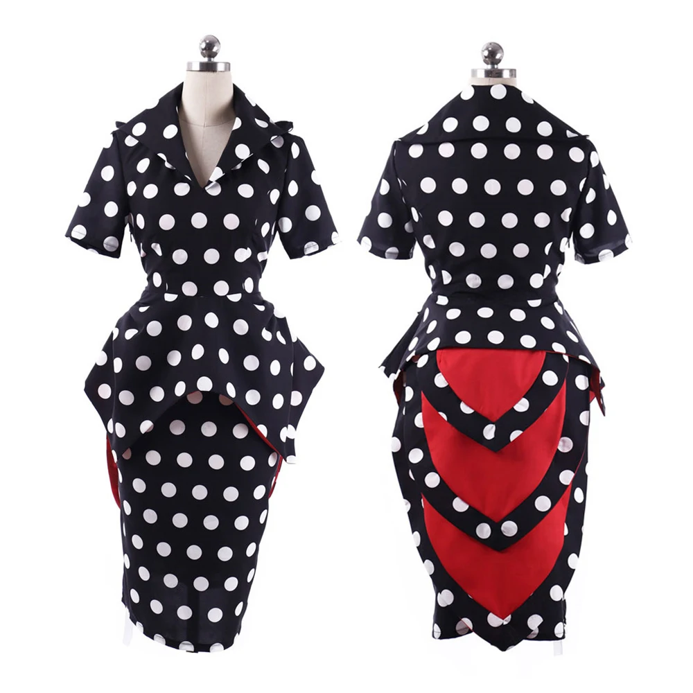 

Coraline Cosplay Costume Adult Women Polka Dot Bodycon Dress Halloween Carnival Party Horror Ghost Uniform Outfit