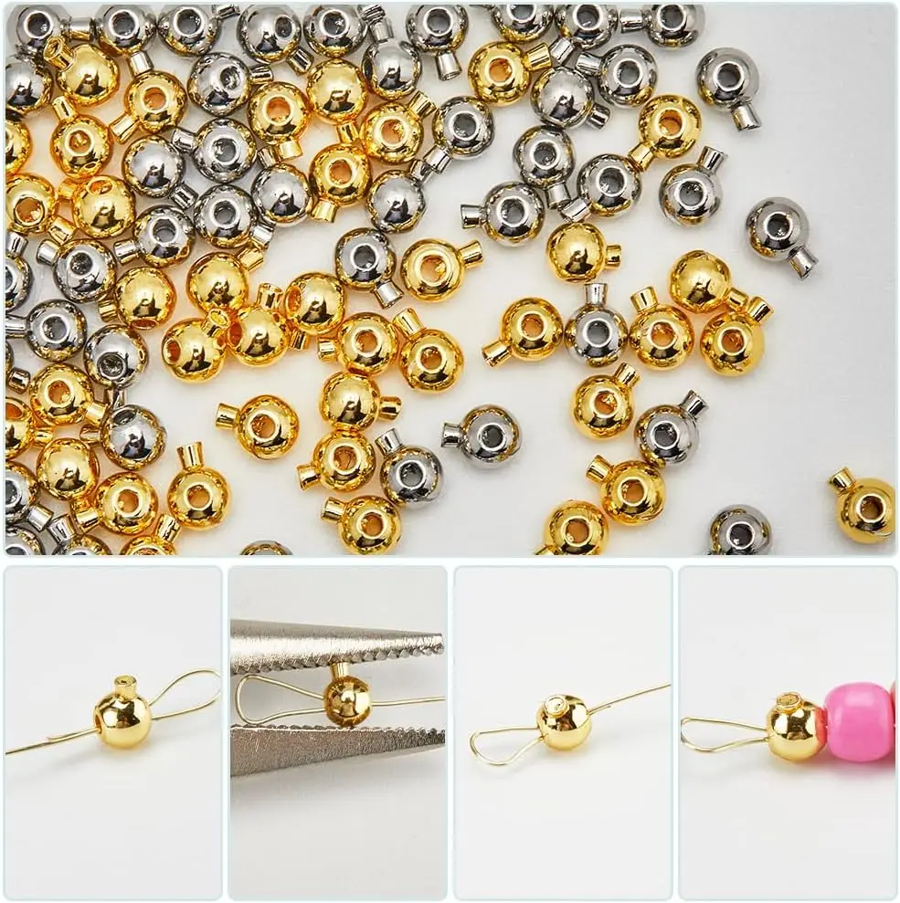 20Pcs Plated Brass Crimp Beads Metal Spacer Beads Irregular Shape Spacer Stoppers Beads for DIY Necklace Bracelets Making