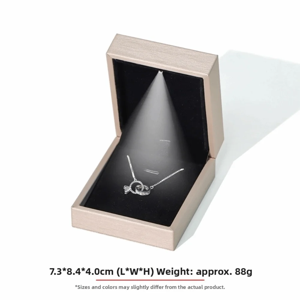 Luxury Gold Jewelry Box LED Light PU Leather Jewelry Display Storage Box Jewelry Packaging Box Wedding Gift