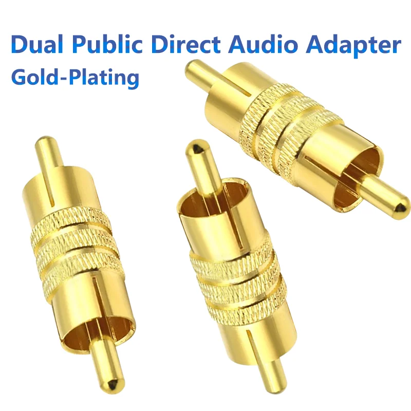 

Dual RCA Male to male Audio Connector Adapter Plug video Coupler AV cable for CCTV camera Gold