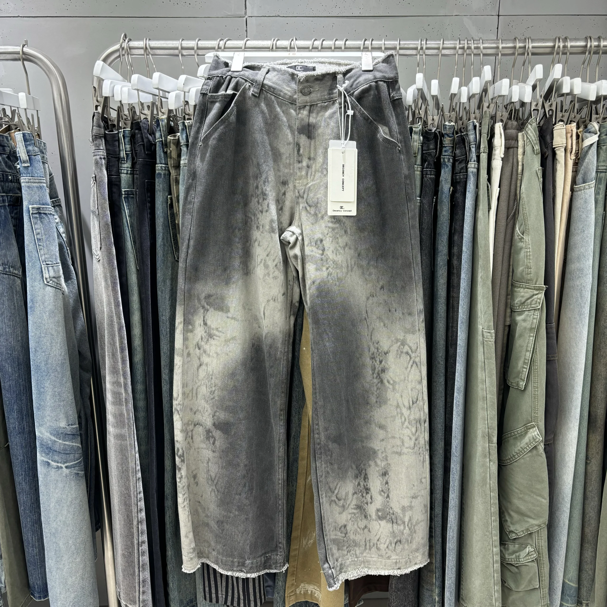 

Waed Tie-Dye High-Waisted Loose Straight Leg Jeans American High Street Sle for Men And Women fiti Wear Resistant