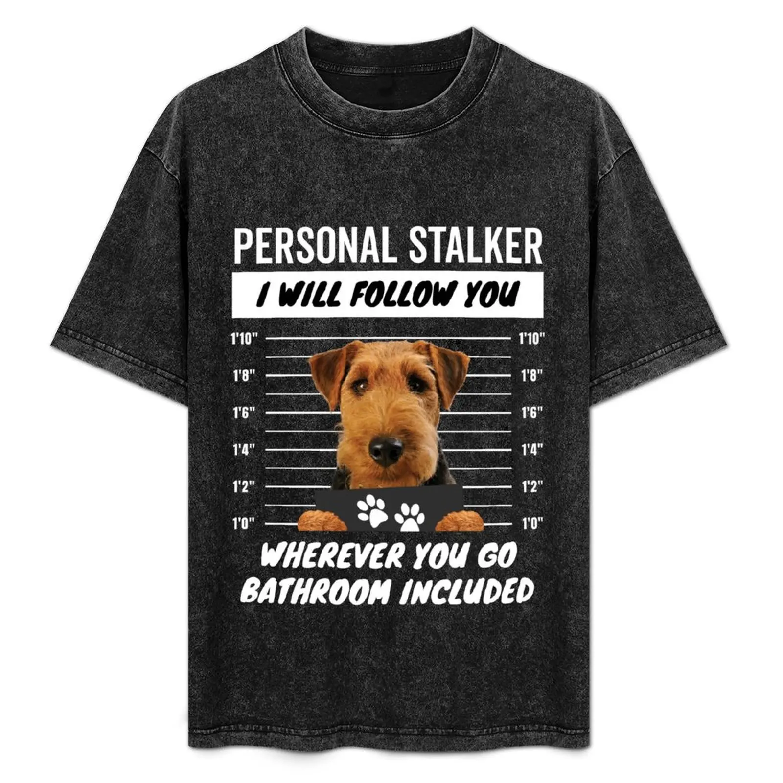 

Personal Stalker Dog – Welsh Terrier T-Shirt Vintage Print Crew Neck Tee