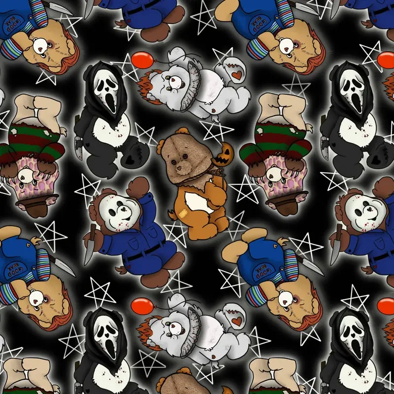 Halloween Fabric By The Meter for costume Diy Sewing Cartoon Pure Cotton Baby Kids Cloth Black Blue Thin Soft Christmas Printed