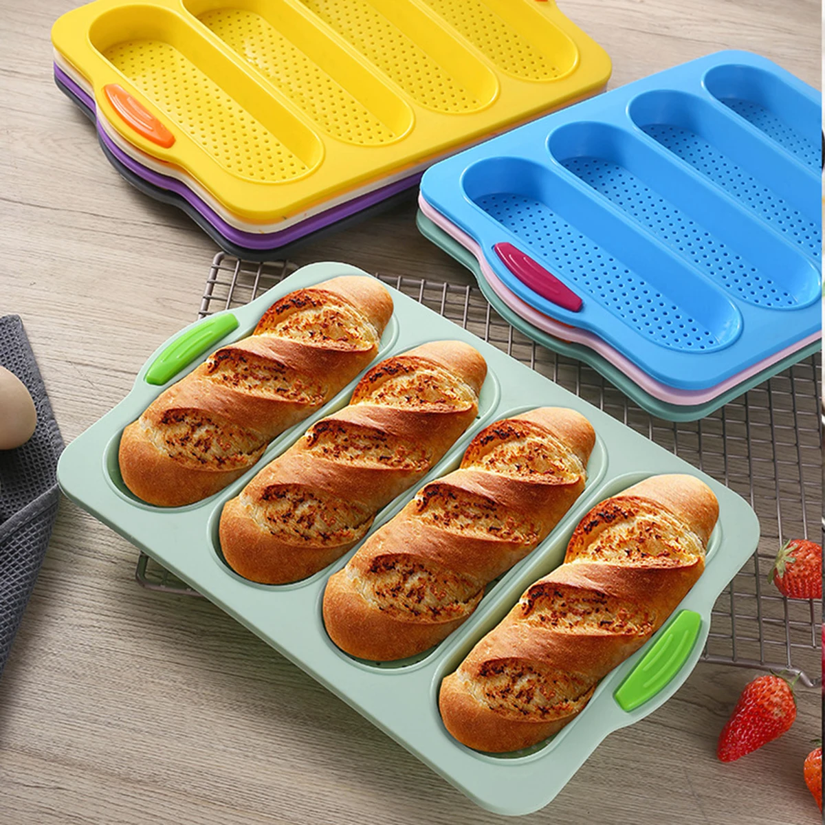 1pc Silicone Cake Molds Toast Tray Bread Pan Dessert Cake Moulds Baguette Baking Tools Bakeware Special Tools Accessories