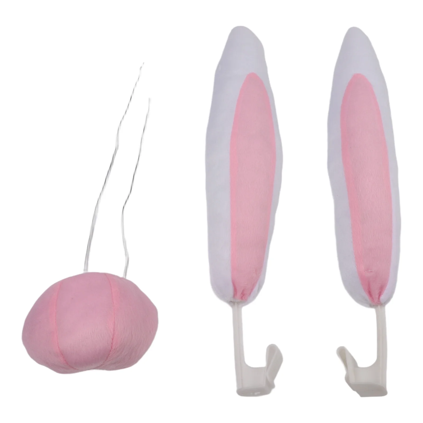 Festive Auto Gear Pink Bunny Ears Fabric Material Easy Installation Quick Clip Attachment Weather Resistant Party Themed Decor