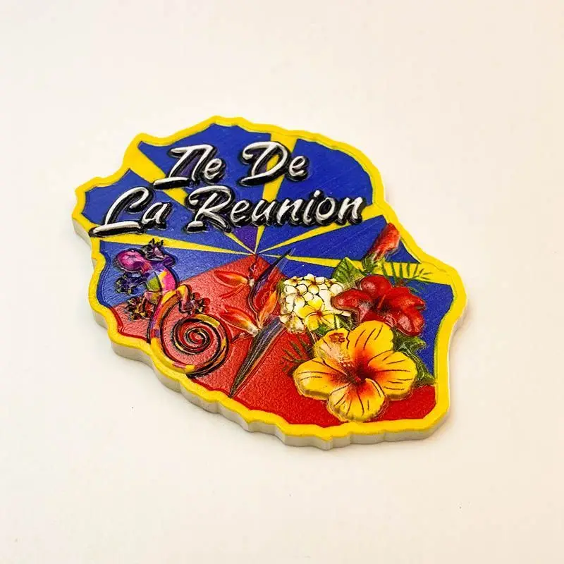 

Reunion Island Natural Scenery Resin3DPainted Refrigerator Magnet Home Decoration Removable Travel Souvenir Gift