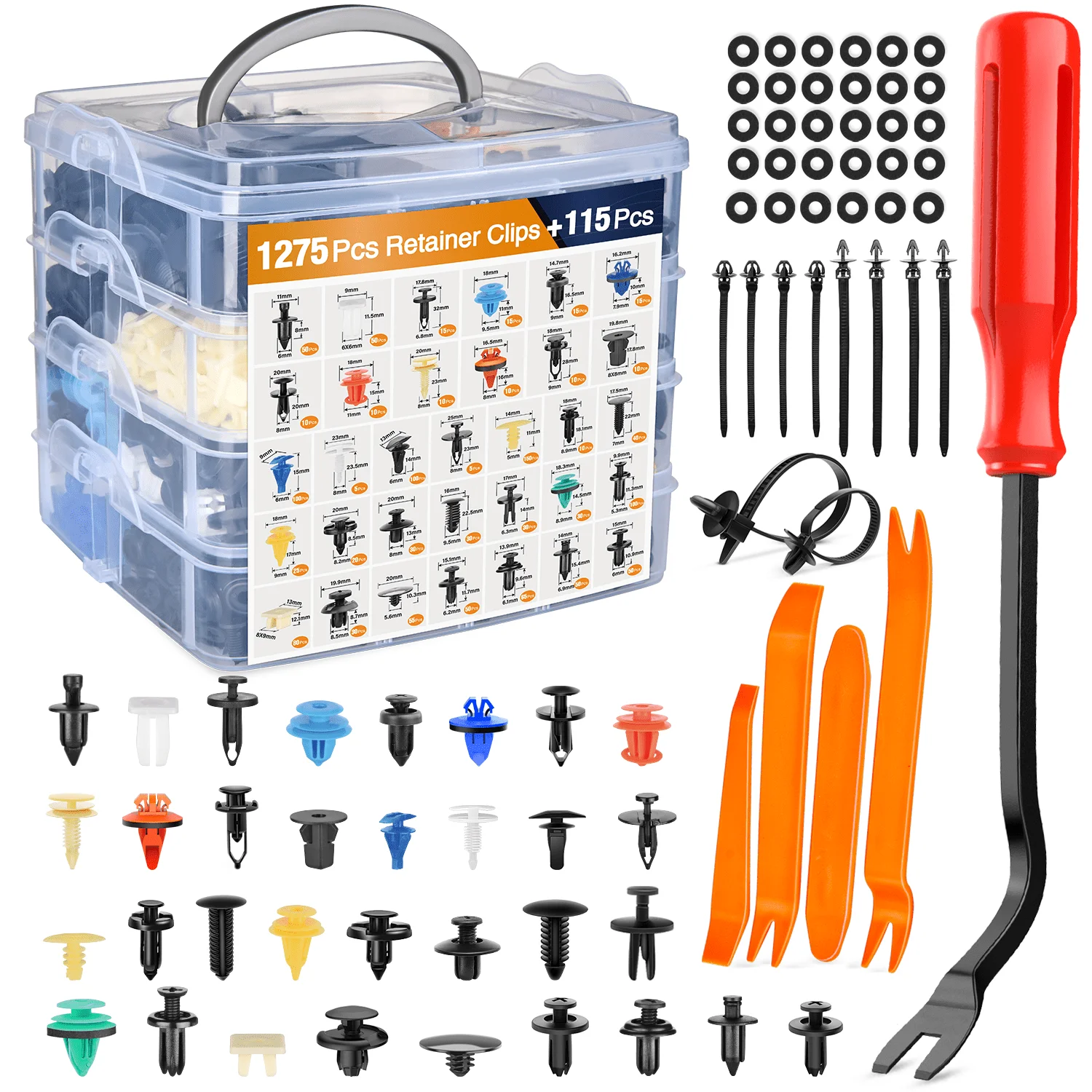 nilight 1390Pcs /Kit Car Door Panel Clips & Auto Fasteners Assortment - 33 Most Popular Sizes Automotive Push Pin Rivets Set