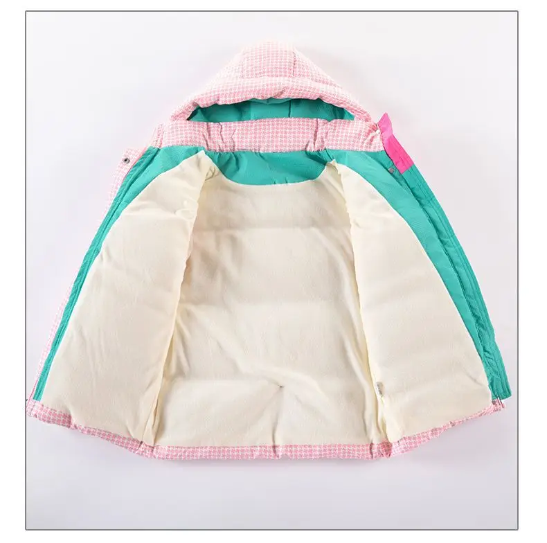 2026 New Winter Lattice Lining Plush Thick Keep Warm Hooded Parkas For Kids Winter Down Cotton Overcoat, 4-12 Years Girls Jacket view 2