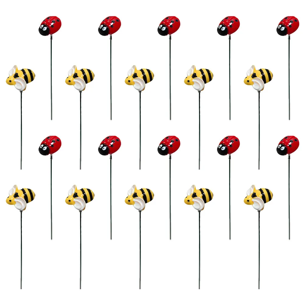 

2 set 2 Set Insect Lawn Stakes Bee Ladybug Garden Decor Outdoor Flower Bed Accessories Bright Colors Durable Resin Materials