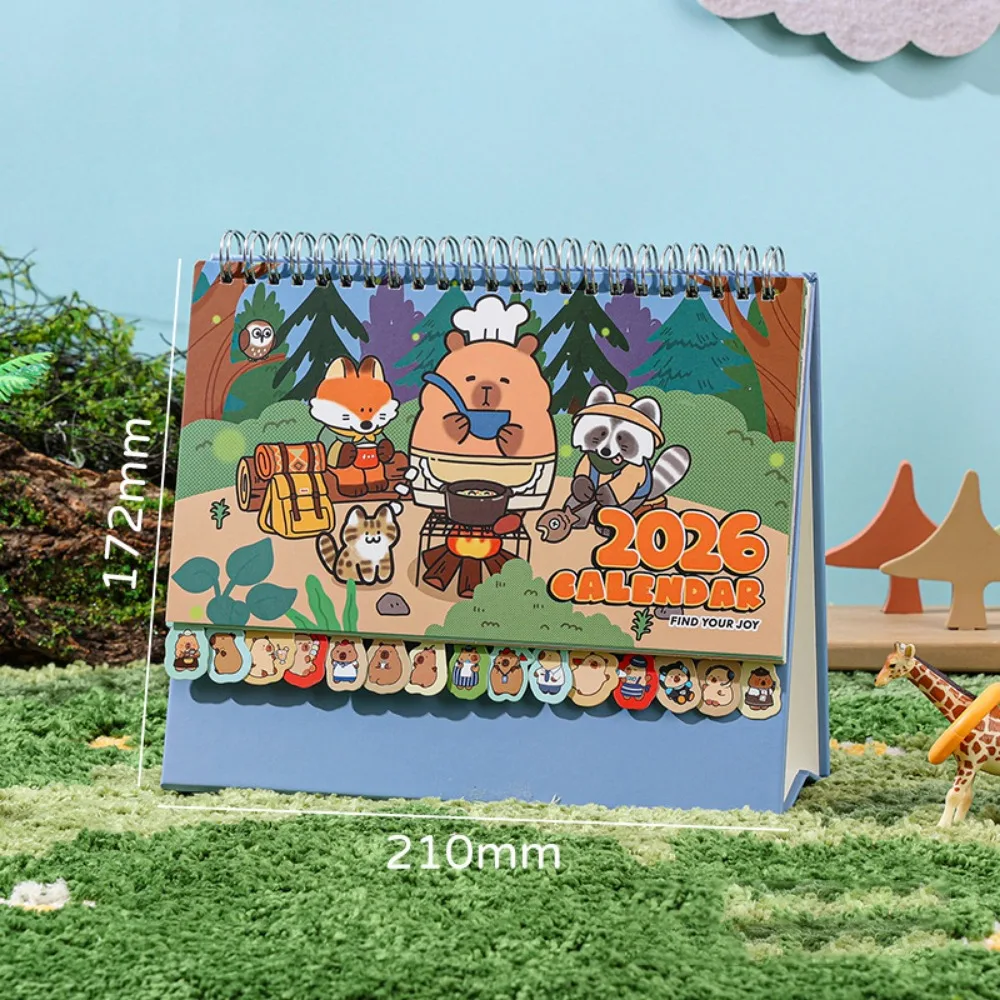 

Capybara Forest 2026 Desk Calendar Coil Binding One Month to View Tabletop Schedule Memo Notes Monthly & Daily Planner