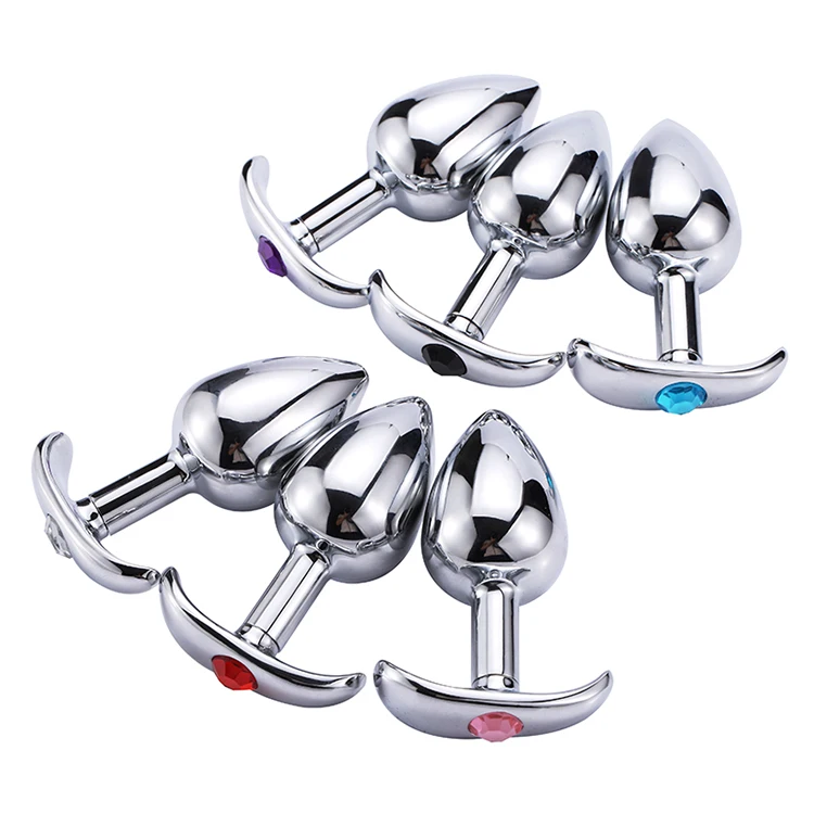 Metal Anal Plug with Corlor Jeweled 3 Style S/M/L Steel Butt Plug for Women Men Sex Anal Toys Wearing Outdoor All Day Beginner