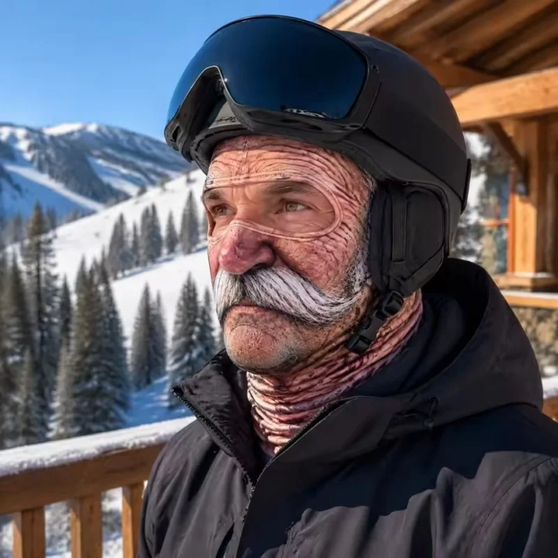 3D Print Old Man Balaclava Funny Realistic Face Ski Mask Stretch Full Coverage Winter Face Cover for Skiing Cycling Party Gift ﻿