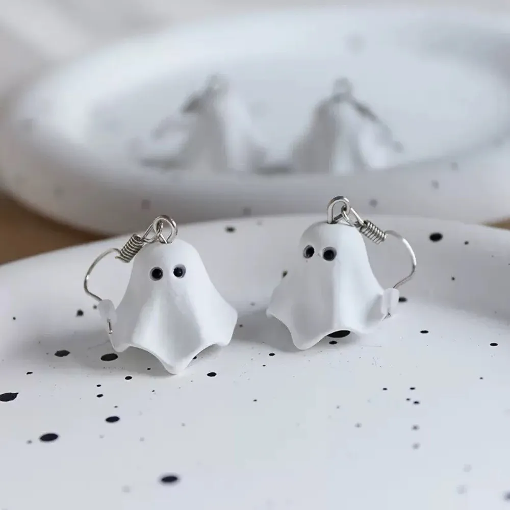 Gift Cartoon Ghost Drop Earrings White Lightweight Women Necklace Jewelry Alloy Dangle Earrings Street Rock Style