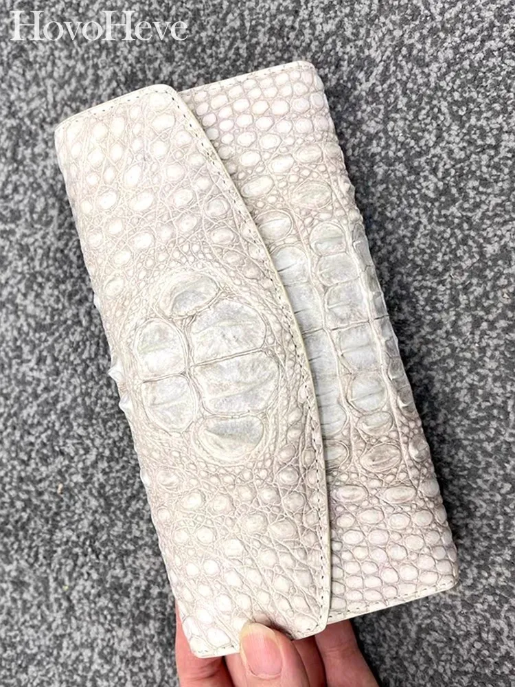 

Женский роскошный кошелек из натуральной кожи крокодила, большой вместительный длинный кошелек с клапаном, модный вечерний клатч, женский держатель для карт