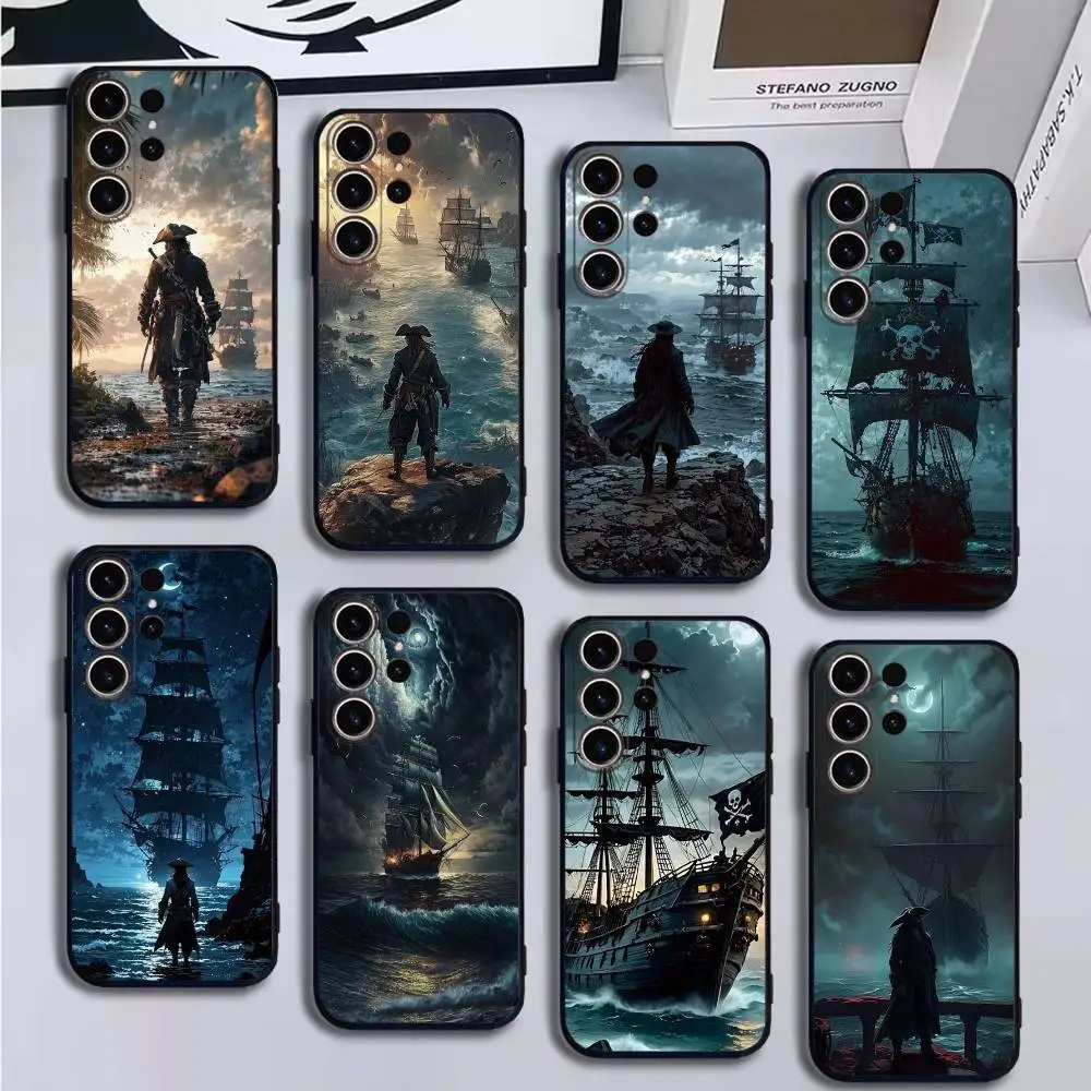 

Lonely Pirate Phone Case For SamsungS25,24,21,22,23,30,Ultra,20,Plus,Fe,Lite,Note,10,9,Soft Black Cover