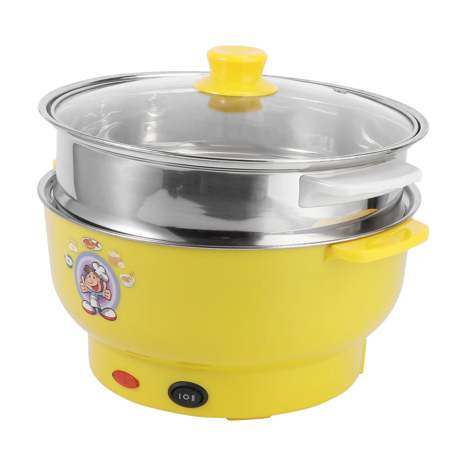 

24Cm Stainless Steel Steam Pot Electric Multifunctional Cooking Boiler Simple Design Space Saving Steamer for Family Meals