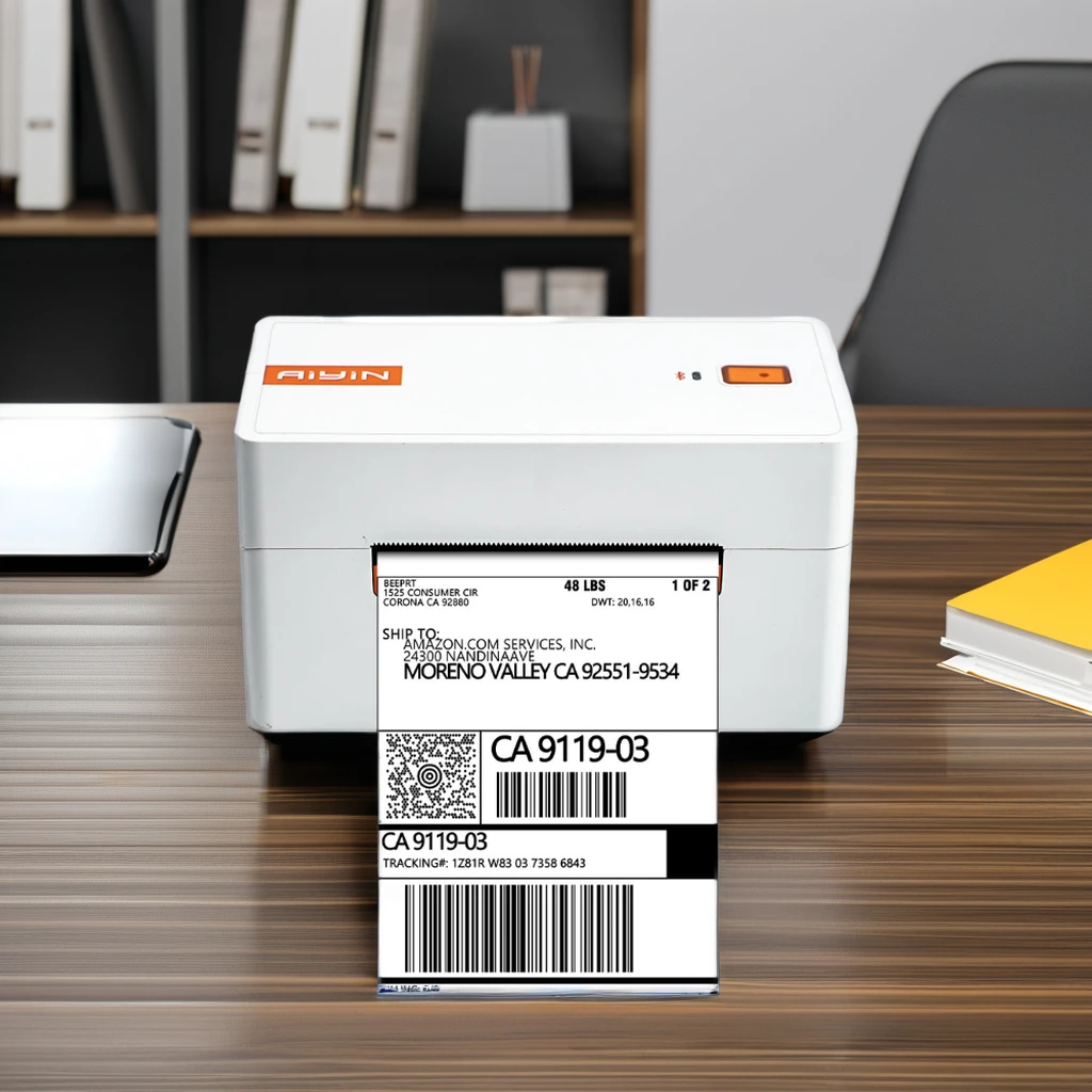 

Aiyin 3inch 80mm Mini Bluetooth Thermal Printer Shipping Label Barcode Printer for Convenient Printing