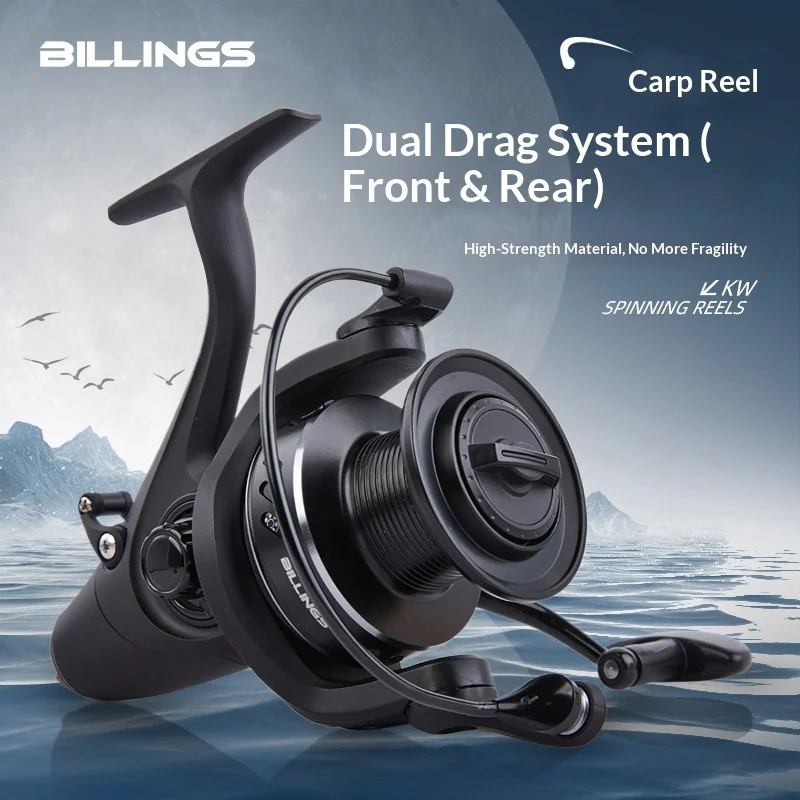 ビルリングス-kw-スピニングリール-フロント＆リアデュアルドラグ-フルメタルcncスプール-スムーズラインリトリーブ-ロングキャスティング-カープフィッシングリール